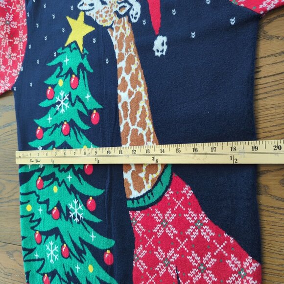 Ugly Christmas Party Giraffe Mens Sweater Sz L Holidays Starry Sky Snowflakes - Picture 7 of 12
